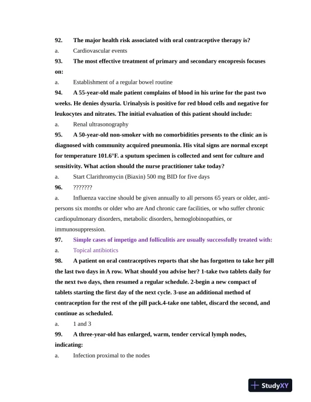 NR603 Health Assessment APEA Predictor Exam Review Questions Week 4 With Answers (620 Solved Questions) - Page 12 preview image