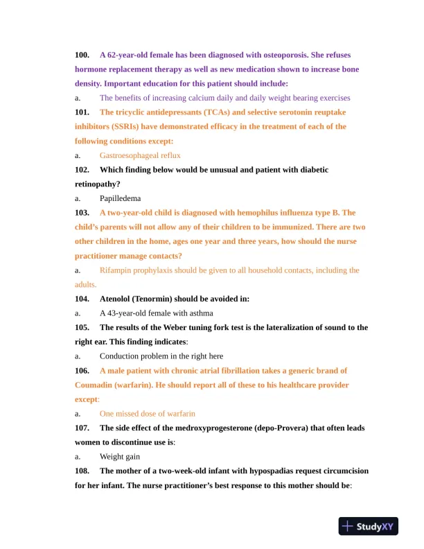 NR603 Health Assessment APEA Predictor Exam Review Questions Week 4 With Answers (620 Solved Questions) - Page 13 preview image