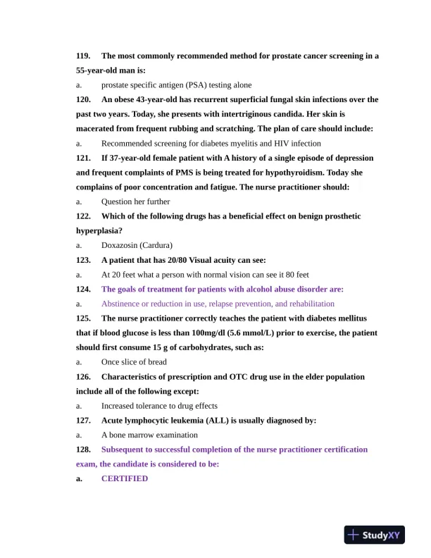 NR603 Health Assessment APEA Predictor Exam Review Questions Week 4 With Answers (620 Solved Questions) - Page 15 preview image
