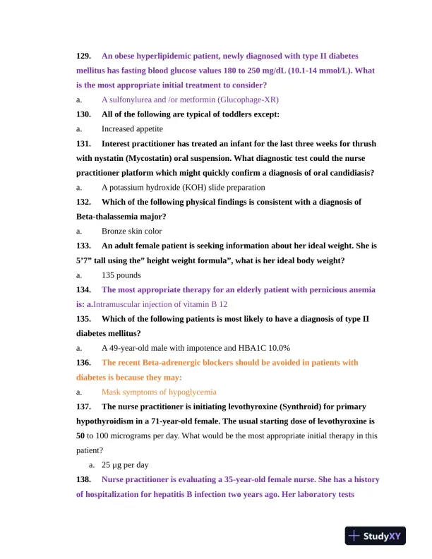 NR603 Health Assessment APEA Predictor Exam Review Questions Week 4 With Answers (620 Solved Questions) - Page 16 preview image