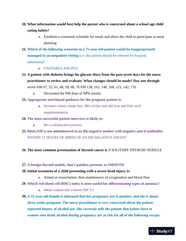 NR603 Health Assessment APEA Predictor Exam Review Questions Week 4 With Answers (620 Solved Questions) - Page 4 preview image