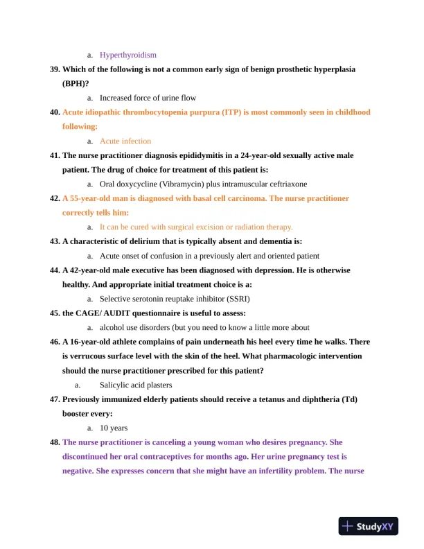 NR603 Health Assessment APEA Predictor Exam Review Questions Week 4 With Answers (620 Solved Questions) - Page 6 preview image