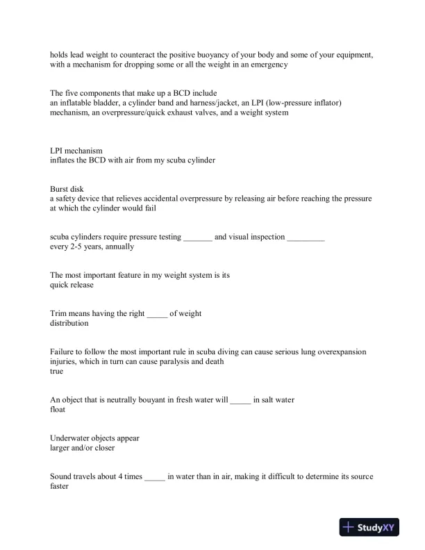2024 PADI  Final Exam With Answers (120 Solved Questions) - Page 4 preview image