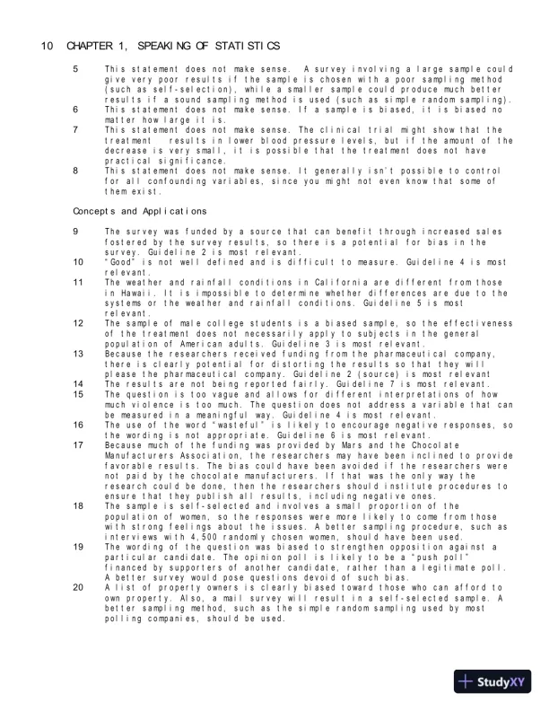 Solution Manual for Statistical Reasoning for Everyday Life, 5th Edition - Page 13 preview image