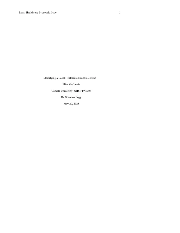 Identifying a Local Healthcare Economic Issue - Page 1 preview image