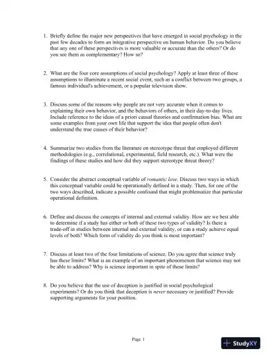 Social Psychology: The Science of Everyday Life First Edition Test Bank - Page 1 preview image