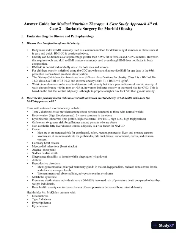Medical Nutrition Therapy: A Case Study Approach 4th Edition Solution Manual - Page 18 preview image