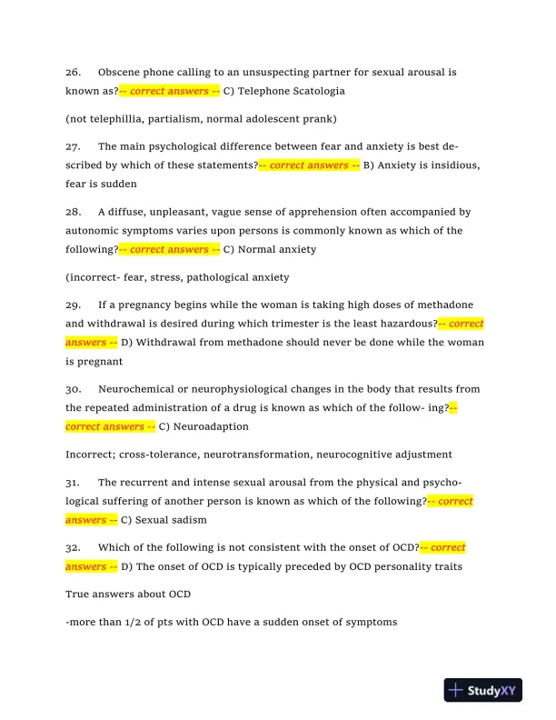 2024 NRNP6665 Mental Health Midterm Exam With Answers (409 Solved Questions) - Page 6 preview image