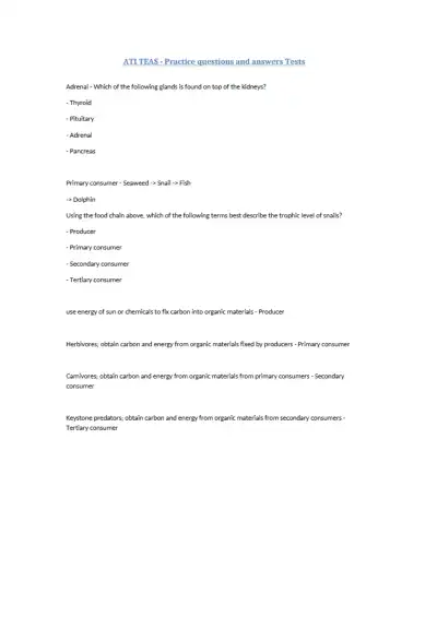 ATI TEAS Practice Questions - Page 1 preview image