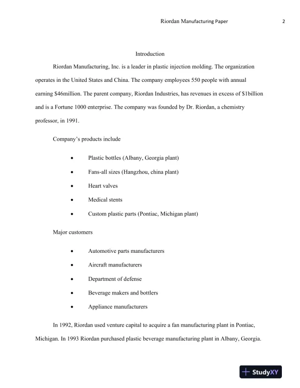 Evaluating Financial and Technological Solutions for Enhancing Operational Efficiency at Riordan Manufacturing - Page 3 preview image
