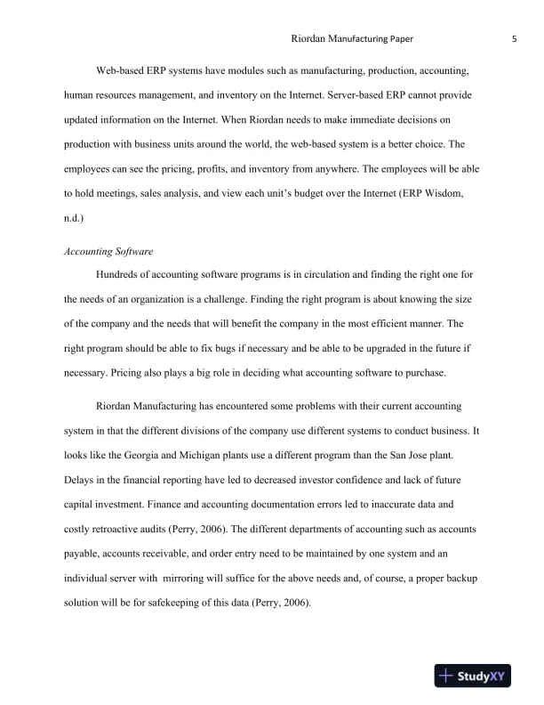 Evaluating Financial and Technological Solutions for Enhancing Operational Efficiency at Riordan Manufacturing - Page 6 preview image