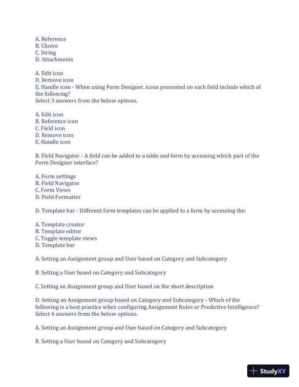 CSA Service Now Preparation Practice Exam with Answers (170 Solved Questions) - Page 8 preview image