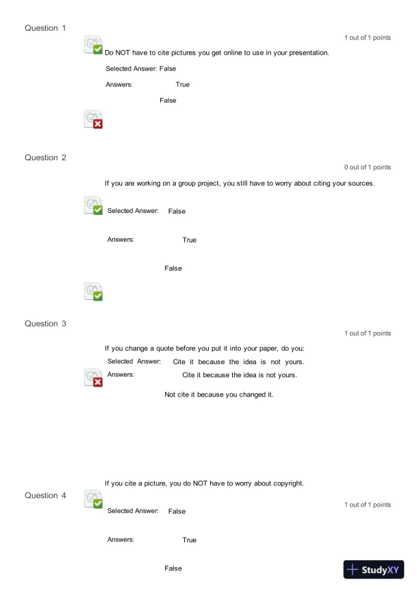 Liberty University INFT 101 Information Literacy Pre Test Complete Solution Correct Answer Key - Page 4 preview image