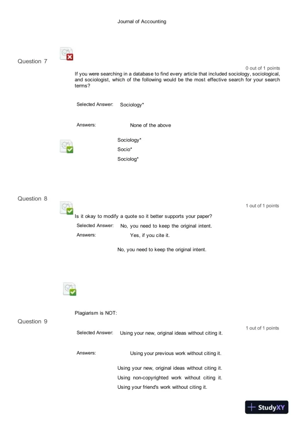 Liberty University INFT 101 Information Literacy Pre Test Complete Solution Correct Answer Key - Page 6 preview image