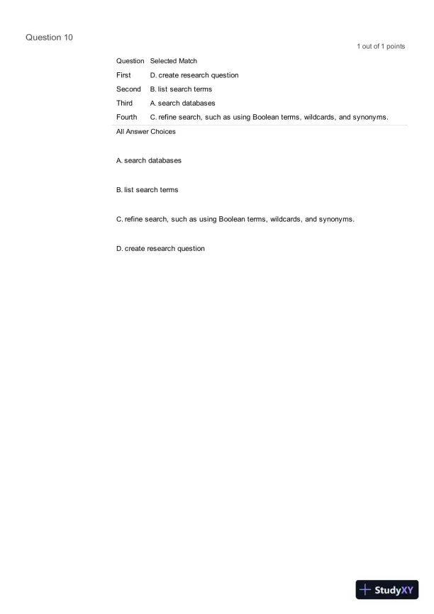 Liberty University INFT 101 Information Literacy Pre Test Complete Solution Correct Answer Key - Page 7 preview image