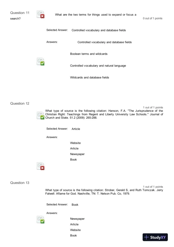 Liberty University INFT 101 Information Literacy Pre Test Complete Solution Correct Answer Key - Page 8 preview image
