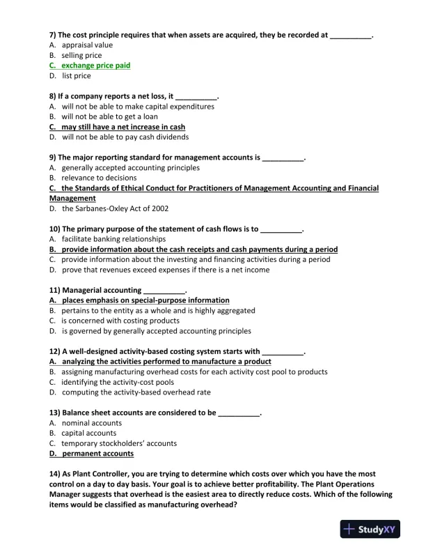 BUS 475 Final Exam Study Guide 2012 � Set 4 - Page 3 preview image