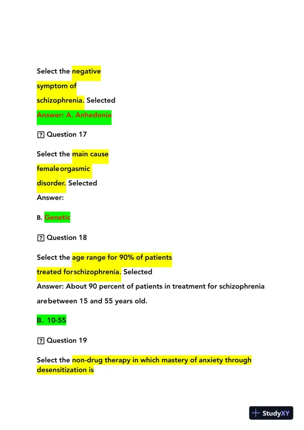 2023-2024 NRNP6635 Psychopathology Final Real Exam With Answers (210 Solved Questions) - Page 12 preview image