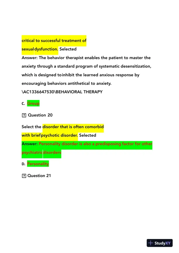 2023-2024 NRNP6635 Psychopathology Final Real Exam With Answers (210 Solved Questions) - Page 13 preview image