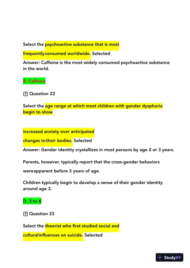 2023-2024 NRNP6635 Psychopathology Final Real Exam With Answers (210 Solved Questions) - Page 14 preview image