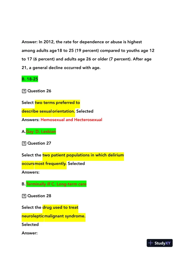 2023-2024 NRNP6635 Psychopathology Final Real Exam With Answers (210 Solved Questions) - Page 16 preview image