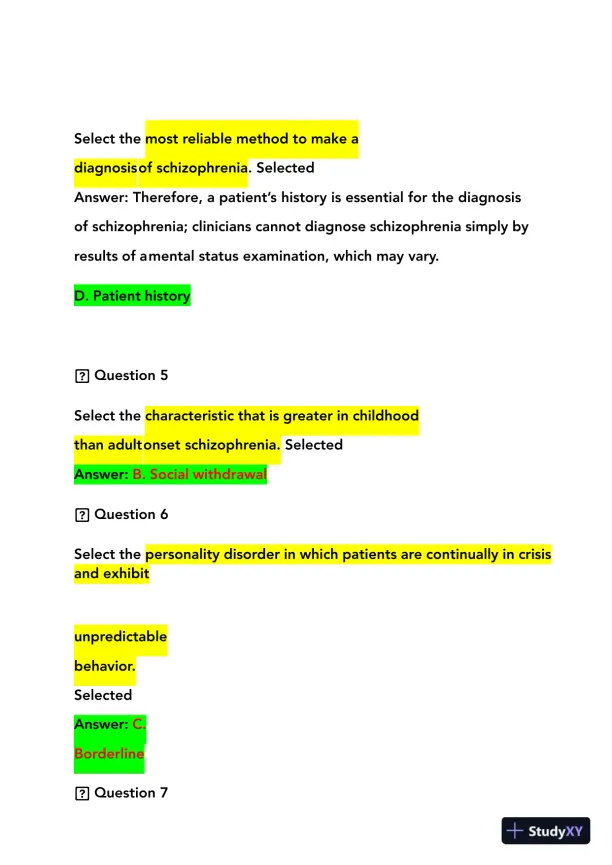 2023-2024 NRNP6635 Psychopathology Final Real Exam With Answers (210 Solved Questions) - Page 5 preview image