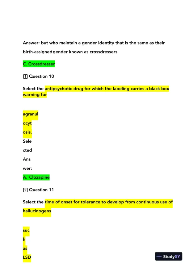 2023-2024 NRNP6635 Psychopathology Final Real Exam With Answers (210 Solved Questions) - Page 7 preview image