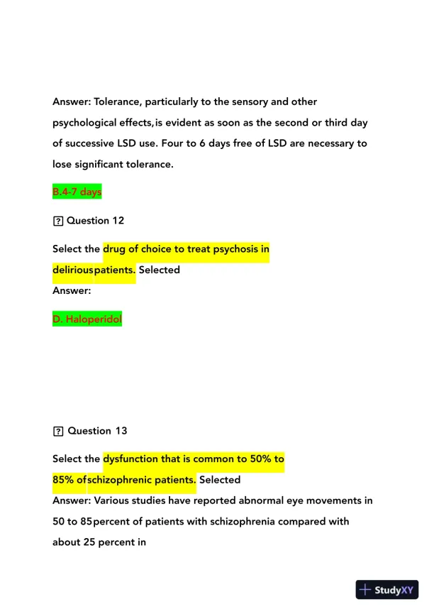 2023-2024 NRNP6635 Psychopathology Final Real Exam With Answers (210 Solved Questions) - Page 9 preview image