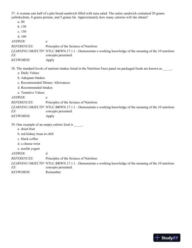 Nutrition Through the Life Cycle 6th Edition Test Bank - Page 11 preview image
