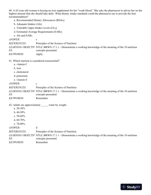 Nutrition Through the Life Cycle 6th Edition Test Bank - Page 12 preview image