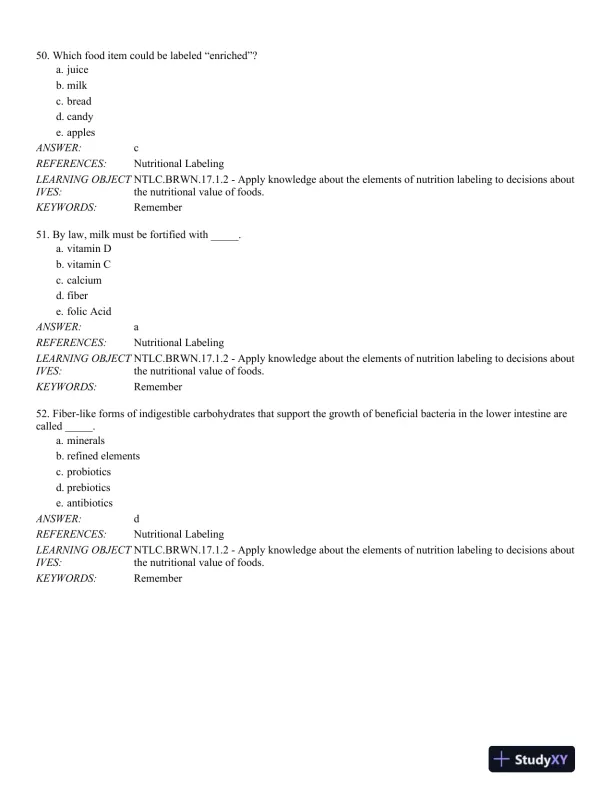 Nutrition Through the Life Cycle 6th Edition Test Bank - Page 15 preview image
