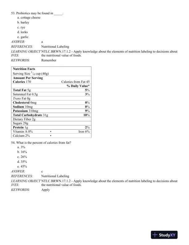 Nutrition Through the Life Cycle 6th Edition Test Bank - Page 16 preview image