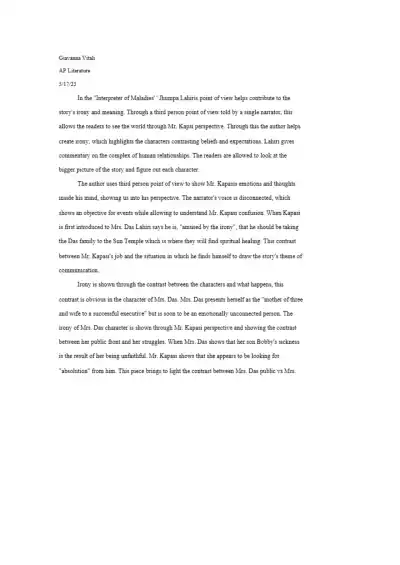 Understanding the Irony and Meaning in Interpreter - Page 1 preview image