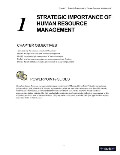 Canadian Human Resource Management, Mixed Media Product, 10th Edition Solution Manual - Page 1 preview image