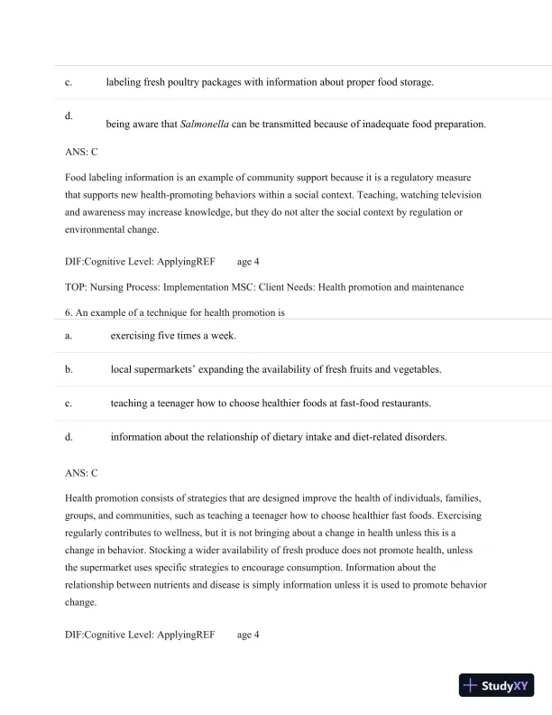 Test Bank For Nutritional Foundations And Clinical Applications: A Nursing Approach, 6th Edition - Page 5 preview image