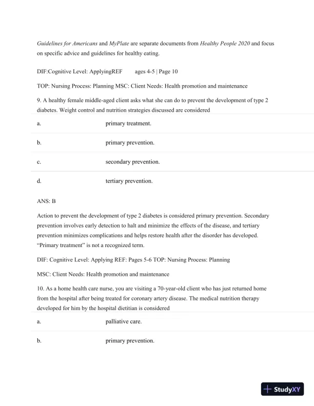 Test Bank For Nutritional Foundations And Clinical Applications: A Nursing Approach, 6th Edition - Page 7 preview image