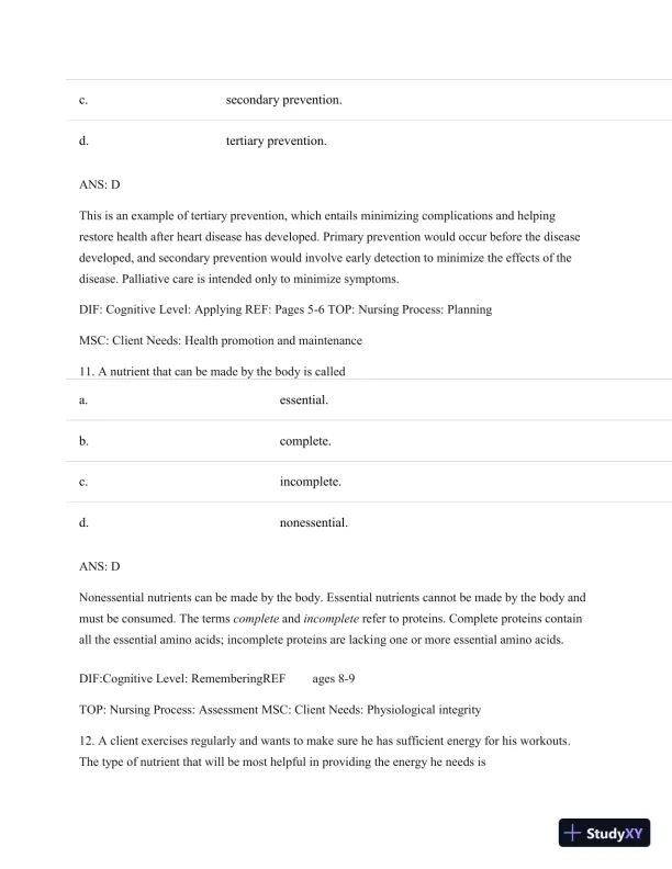 Test Bank For Nutritional Foundations And Clinical Applications: A Nursing Approach, 6th Edition - Page 8 preview image
