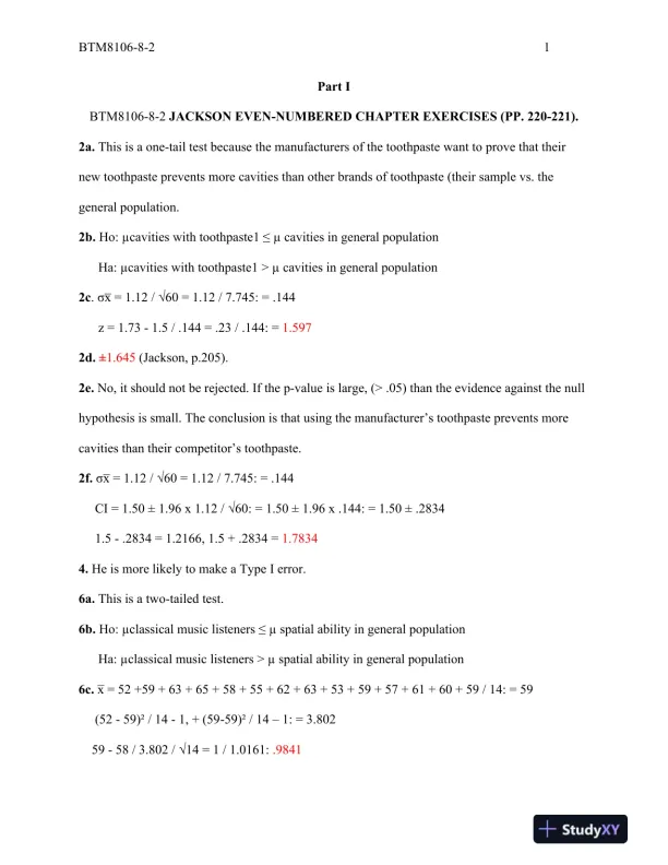 BTM8106-8-2 Jackson Even-Numbered Chapter Exercises - Page 1 preview image