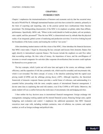 Multinational Financial Management, Study Guide, 6th Edition Solution Manual - Page 1 preview image