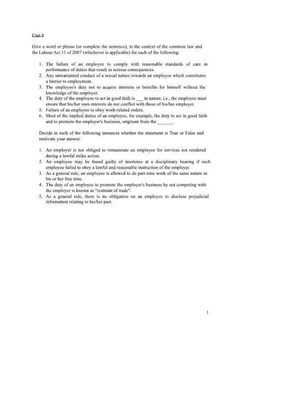 Employment Law Duties and Misconduct under the Lab - Page 1 preview image