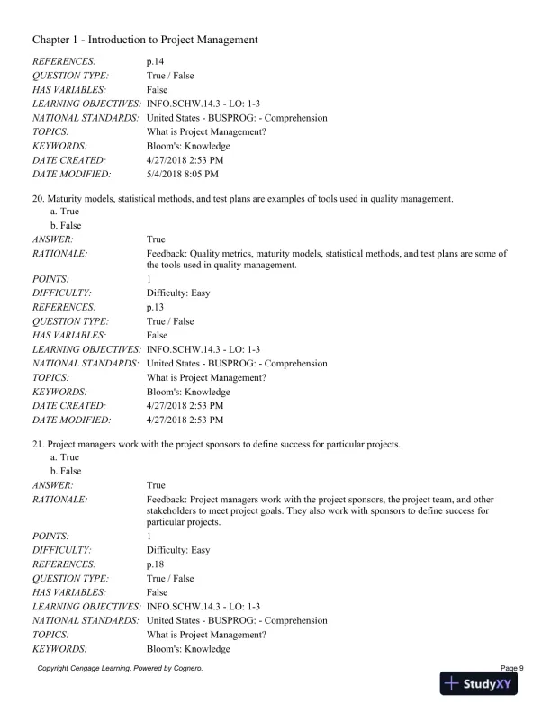 Information Technology Project Management, 9th Edition Test Bank - Page 10 preview image