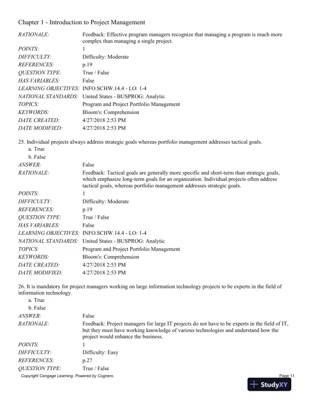 Information Technology Project Management, 9th Edition Test Bank - Page 12 preview image