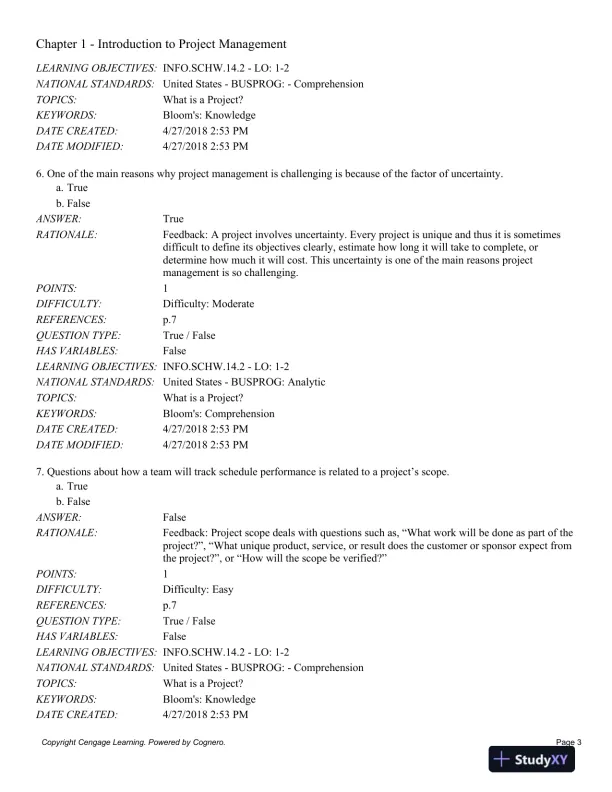 Information Technology Project Management, 9th Edition Test Bank - Page 4 preview image