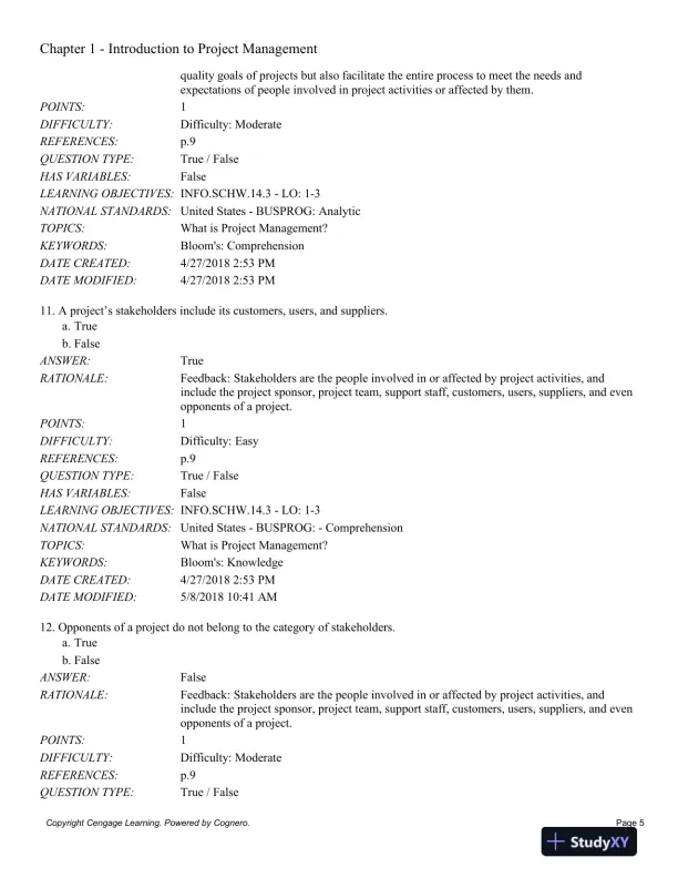 Information Technology Project Management, 9th Edition Test Bank - Page 6 preview image