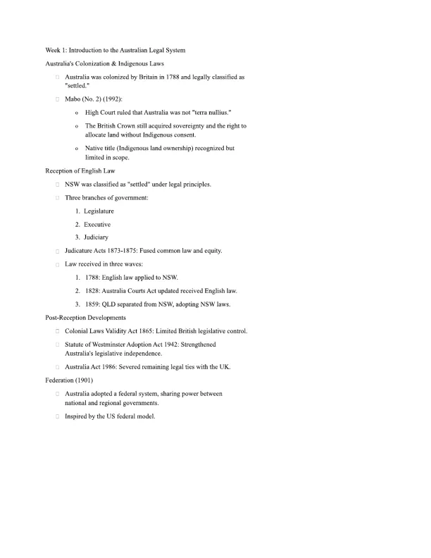 Introduction to the Australian Legal System - Page 1 preview image