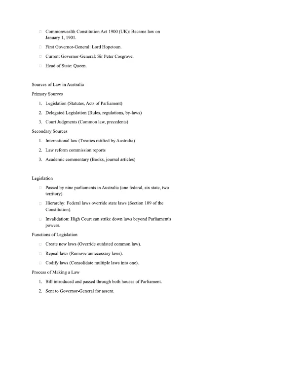 Introduction to the Australian Legal System - Page 2 preview image