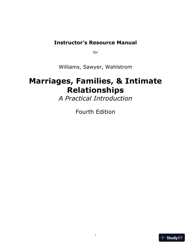 Class Notes for Marriages, Families, and Intimate Relationships, 4th Edition - Page 1 preview image