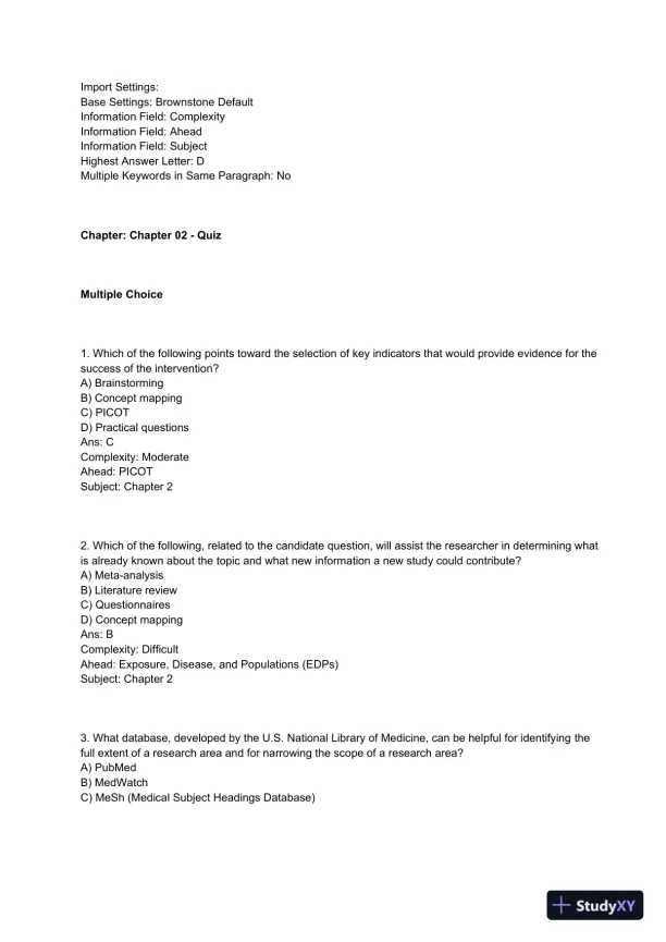 Clinical and Population Health Research Practice Exam with Answers (73 Solved Questions) - Page 4 preview image
