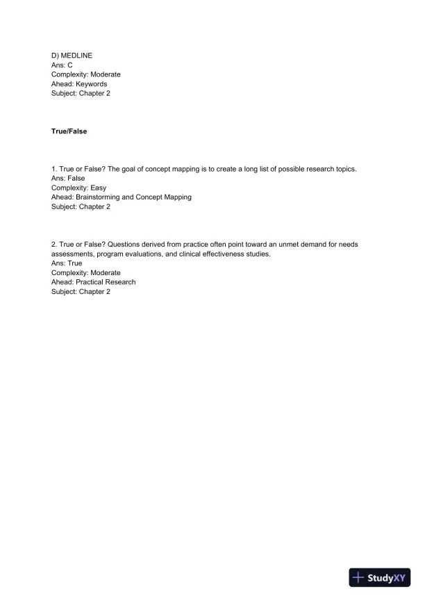 Clinical and Population Health Research Practice Exam with Answers (73 Solved Questions) - Page 5 preview image