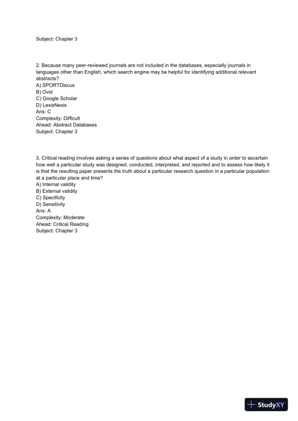 Clinical and Population Health Research Practice Exam with Answers (73 Solved Questions) - Page 7 preview image